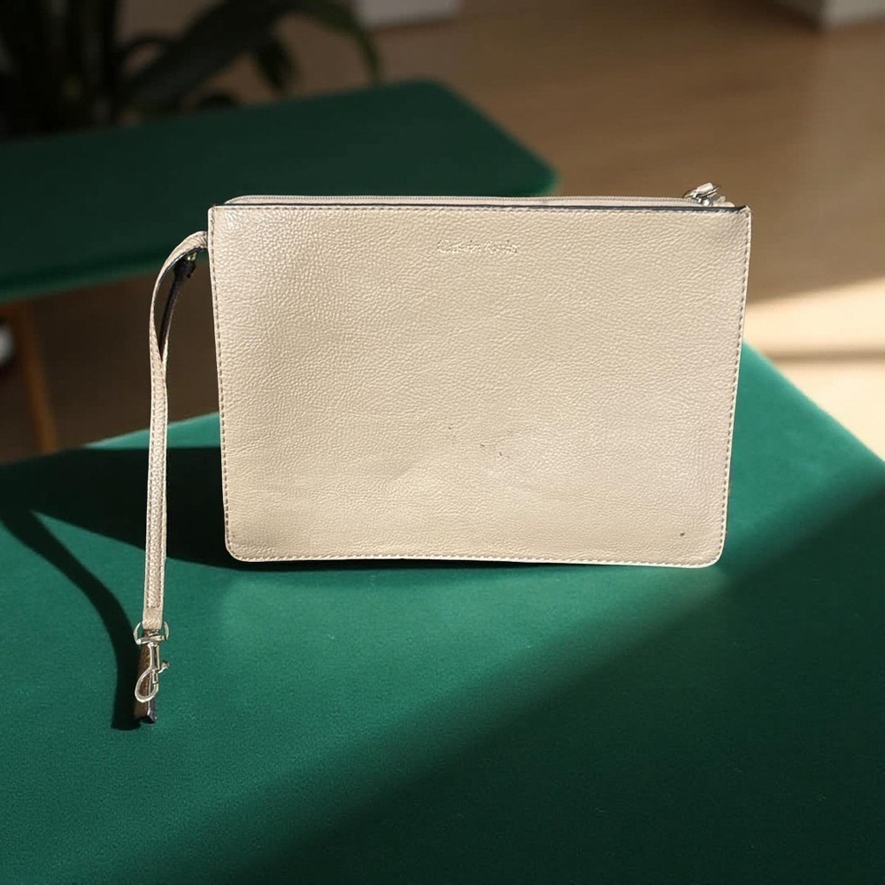 Calvin Klein Cream Wristlet Clutch